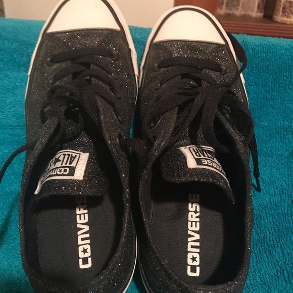 Converse Shoes - Black Glitter Converse Sneakers  Sz 6